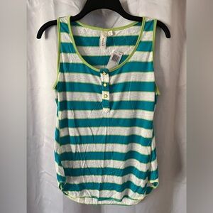 Robin-K Striped Henley Tank Top